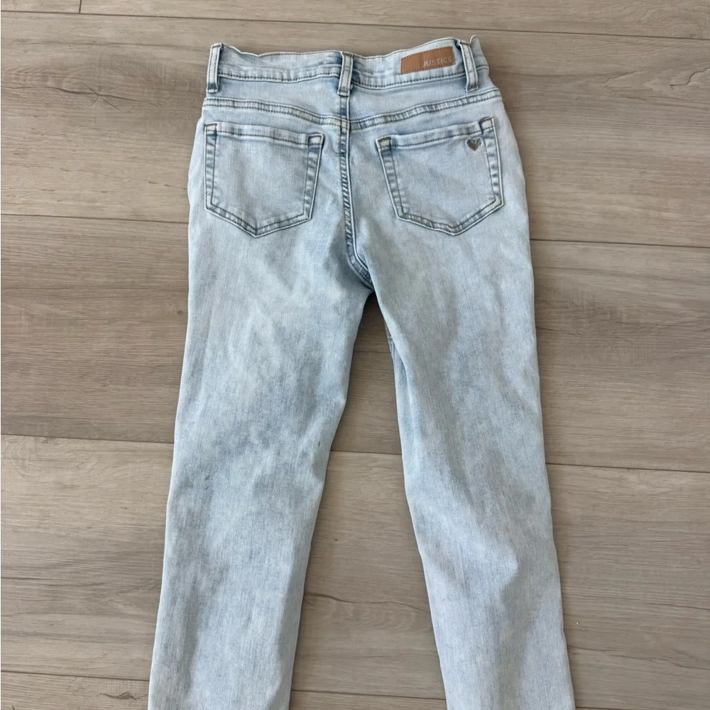 Justice Girls sequin design light wash distressed jeans size 10